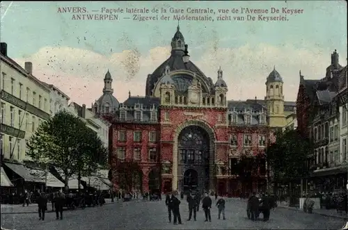 Ak Anvers Antwerpen Flandern, Gare Centrale, Middenstatie, Keyserlei
