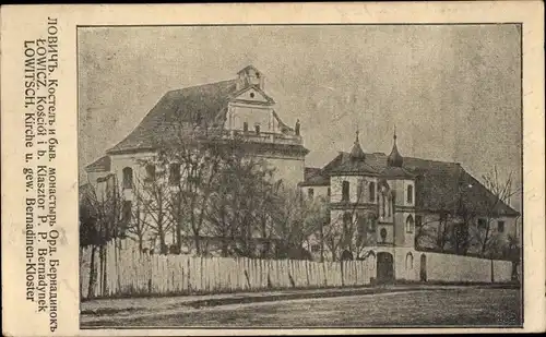 Ak Lowicz Lowitsch Polen, Kirche und gew. Bernadinenkloster