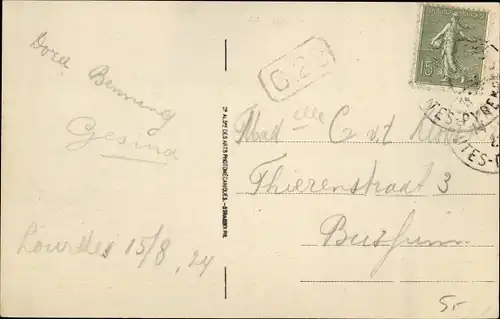 Ak Lourdes Hautes Pyrénées, Le Calvaire Breton, la Basilique