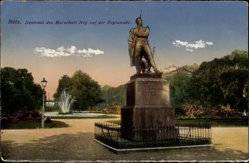 Ak Metz Moselle, Denkmal Marschall Ney auf der Esplanade