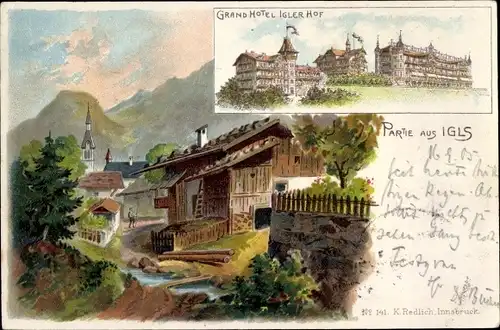 Litho Igls Tirol, Grand Hotel Igler Hof, Partie im Ort