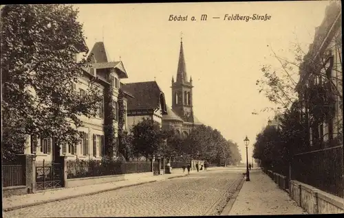 Ak Höchst Frankfurt am Main, Feldberg Straße, Kirchturm