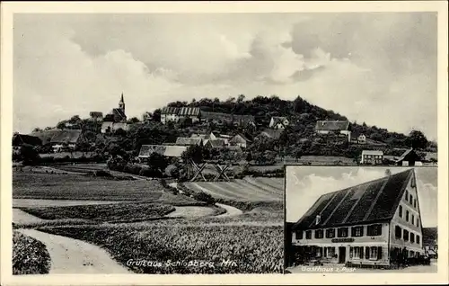 Ak Schloßberg Heideck in Mittelfranken Bayern, Gasthaus zur Post, Panorama vom Ort