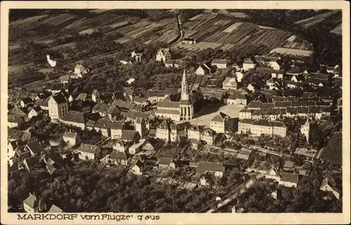 Ak Markdorf im Bodenseekreis Baden Württemberg, Fliegeraufnahme der Ortschaft