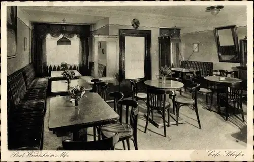 Ak Bad Windsheim in Mittelfranken, Cafe Schäfer, Innenansicht