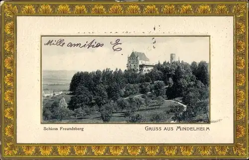Präge Passepartout Ak Mindelheim im Unterallgäu, Schloss Freundsberg
