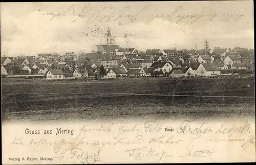 Ak Mering in Schwaben, Totalansicht der Ortschaft