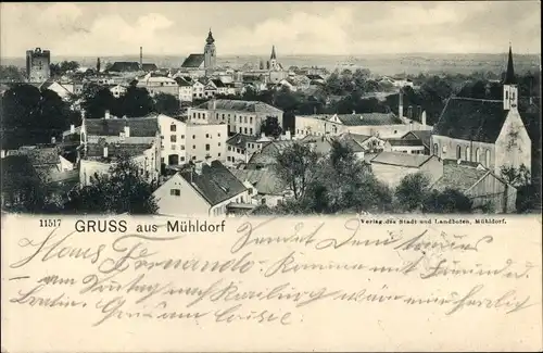 Ak Mühldorf am Inn Oberbayern, Totalansicht der Ortschaft