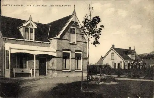 Ak Oosterland Zeeland, Villa's aan den Straatweg