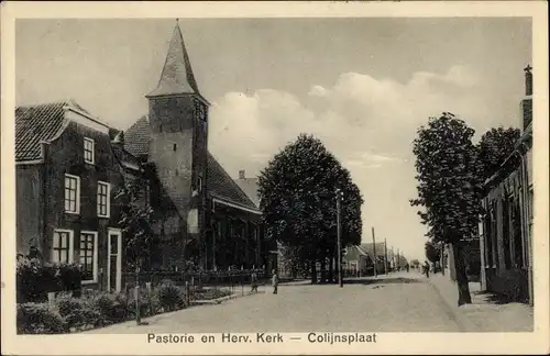 Ak Colijnsplaat Zeeland, Pastorie en Herv. Kerk