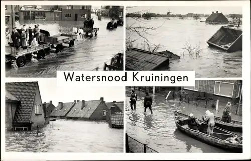 Ak Kruiningen Zeeland Niederlande, Watersnood, Hochwasser