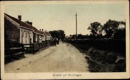 Ak Kruiningen Zeeland, Straßenpartie, Wohnhäuser