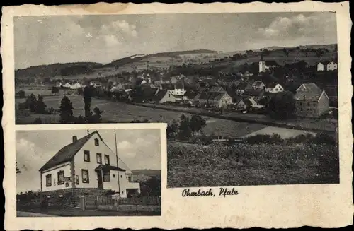 Ak Ohmbach in der Pfalz, Gasthaus zur Linde, Diamantschleiferei, Blick auf den Ort