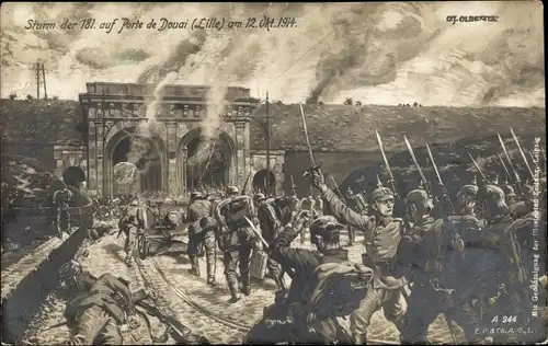 Künstler Ak Lille Nord, Sturm der 181. auf Porte de Douai 1914, I WK