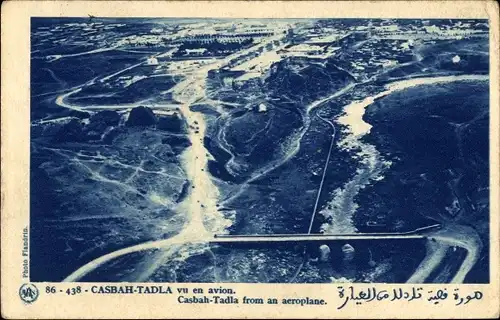Ak Casbah Tadla Marokko, Fliegeraufnahme vom Ort