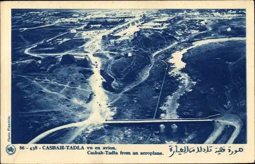 Ak Casbah Tadla Marokko, Fliegeraufnahme vom Ort