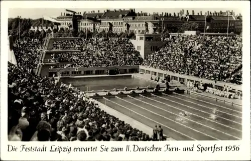 Ak Leipzig in Sachsen, Schwimmstadion, II. Deutsches Turn- und Sportfest 1956