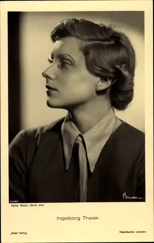 Ak Schauspielerin Ingeborg Theek, Portrait im Profil