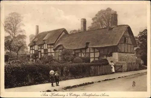 Ak Stratford upon Avon Warwickshire England, Ann Hathaway's Cottage, Kinder