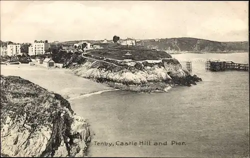 Ak Tenby Wales, Castle Hill and Pier