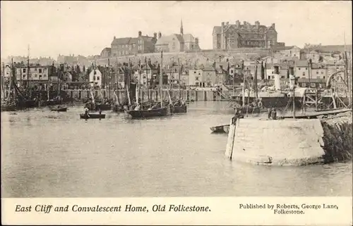 Ak Folkestone Kent England, East Cliff and Convalescent Home