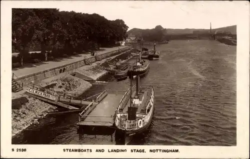 Ak Nottingham East Midlands England, Steamboats and landing stage