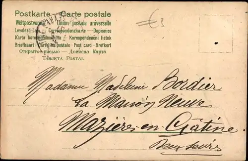 Präge Litho Zwei Hunde, Tierportrait