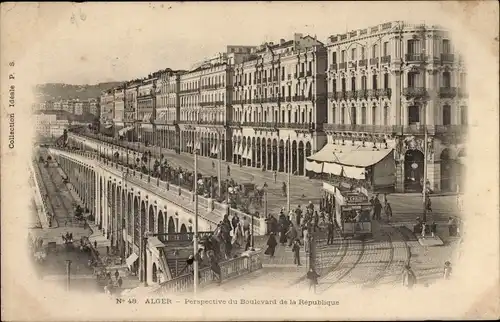 Ak Alger Algerien, Perspective du Boulevard de la République