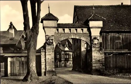 Ak Grüntal Olbernhau im Erzgebirge Sachsen, Blick durch das Stadttor