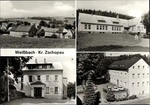 Ak Weißbach Amtsberg im Erzgebirge, Kindergarten, Konsum-Gaststätte Kulturhaus, FDGB-Schule