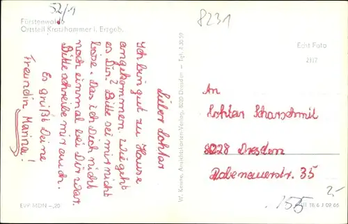 Ak Kratzhammer Altenberg im Erzgebirge, Ortspartie