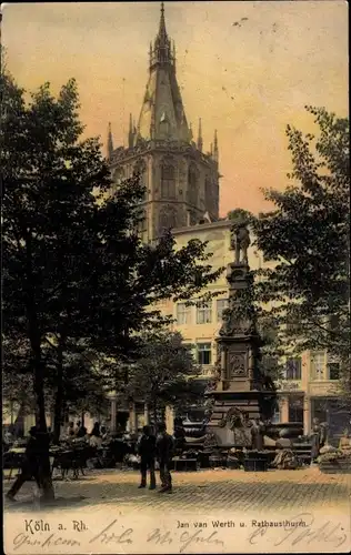 Ak Köln am Rhein, Jan van Werth Denkmal, Rathausturm