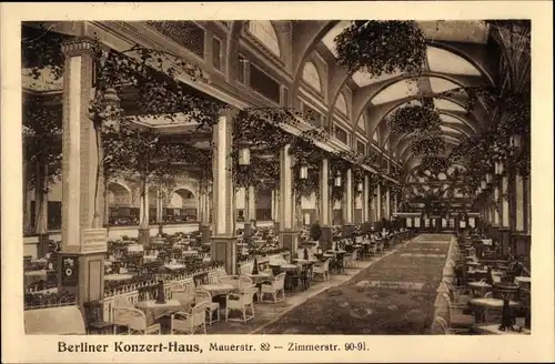 Ak Berlin Mitte, Berliner Konzert-Haus, Mauerstraße 82-Zimmerstraße 90-91, Inneres