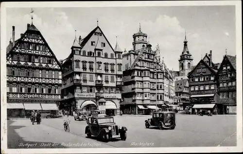 Ak Stuttgart am Neckar, Marktplatz, Automobile