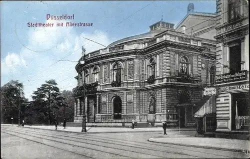 Ak Düsseldorf am Rhein, Stadttheater mit Alleestraße