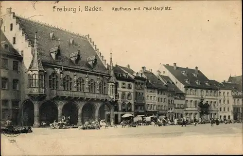 Ak Freiburg im Breisgau, Kaufhaus mit Münsterplatz