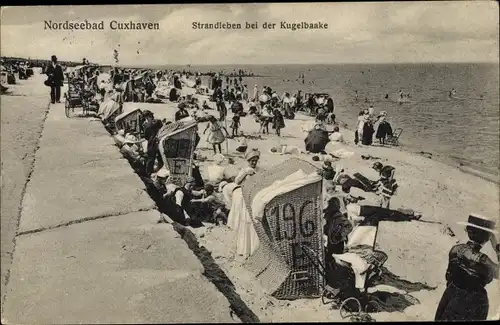 Ak Nordseebad Cuxhaven, Strandleben bei der Kugelbaake, Strandkörbe