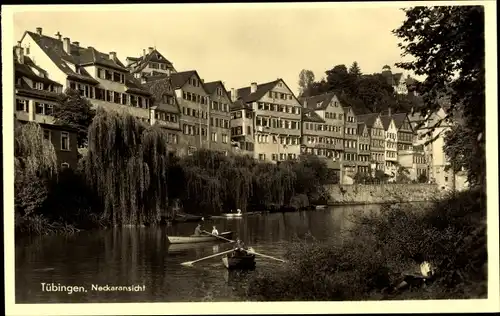 Ak Tübingen am Neckar, Neckaransicht, Boote