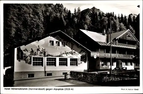 Ak Hammersbach Grainau, Hotel Höllentalklamm, gegen Alpspitze