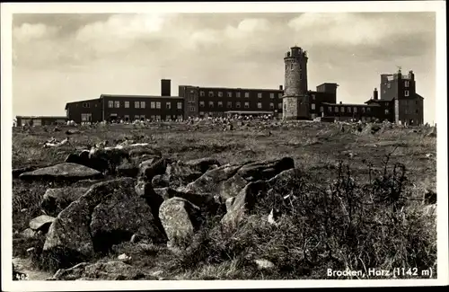 Ak Brocken Nationalpark Harz, Brockenturm, Brockenhotel