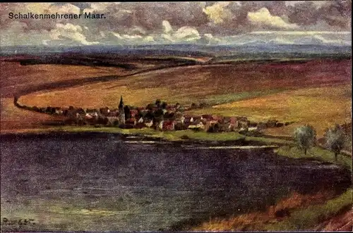 Künstler Ak Schalkenmehren in der Eifel, Schalkenmehrener Maar