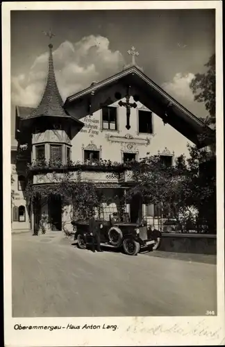 Ak Oberammergau in Oberbayern, Haus Anton Lang, Auto