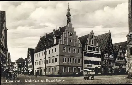 Ak Dinkelsbühl in Mittelfranken, Marktplatz mit Ratstrinkstube