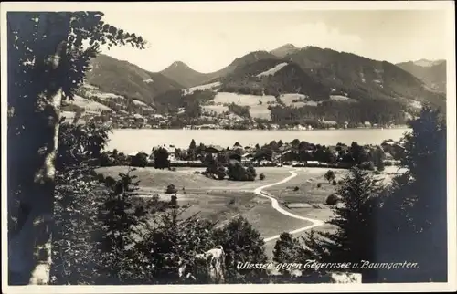 Ak Bad Wiessee in Oberbayern, Ortsansicht, gegen Tegernsee und Baumgarten