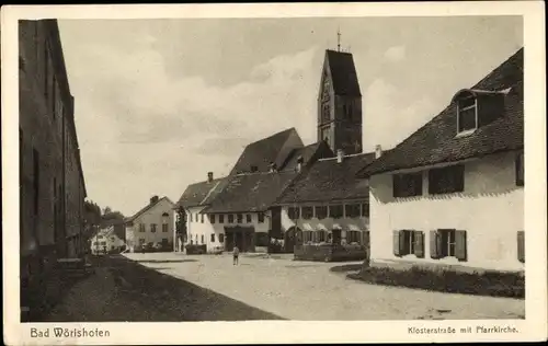 Ak Bad Wörishofen im Unterallgäu, Klosterstraße mit Pfarrkirche