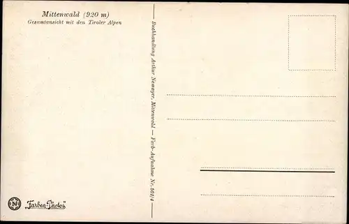 Ak Mittenwald in Oberbayern, Gesamtansicht, Tiroler Alpen