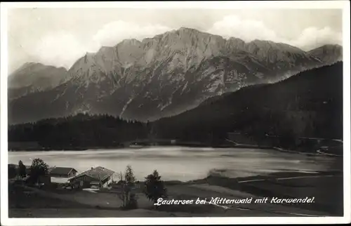 Ak Mittenwald in Oberbayern, Lautersee, mit Karwendel