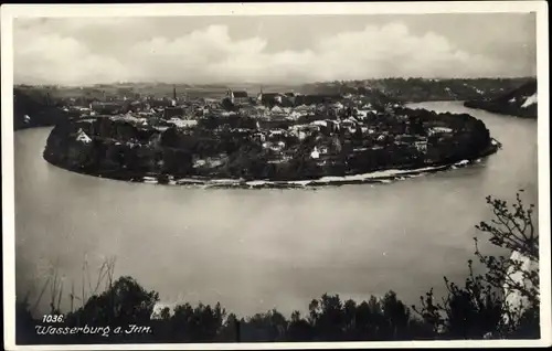 Ak Wasserburg am Inn in Oberbayern, Panorama