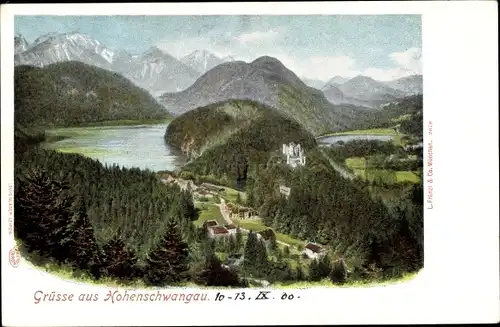 Ak Hohenschwangau Schwangau im Ostallgäu, Panorama, Schloss