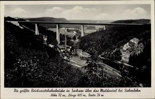 Ak Siebenlehn Großschirma Sachsen, Reichsautobahnbrücke, Blick von der Amalie Dietrich Höhe